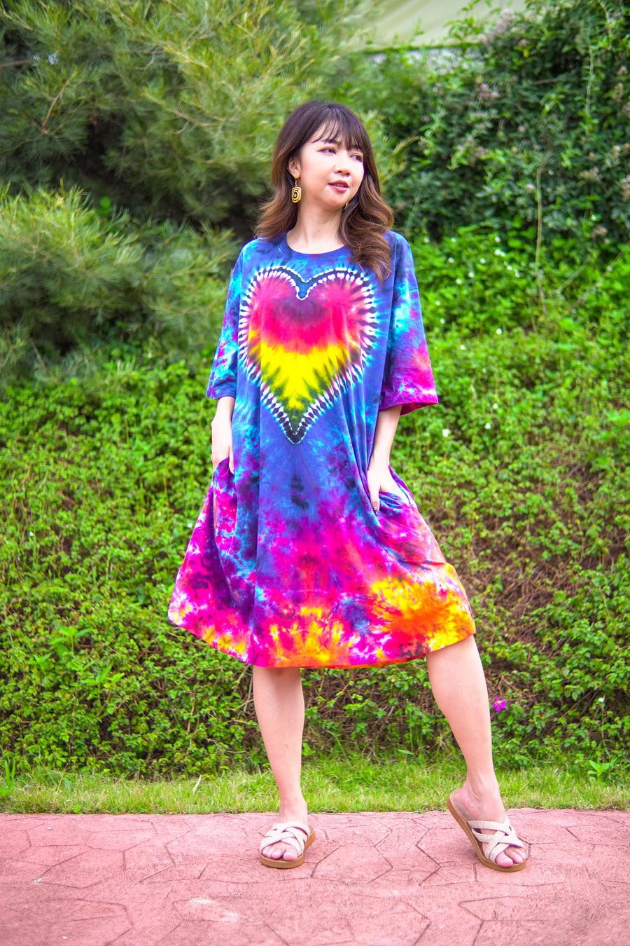 Boho Love Hand Dyed Boho Cotton Dress with Pockets