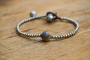 Brown Jasper Bead Bracelet with Silver Beads