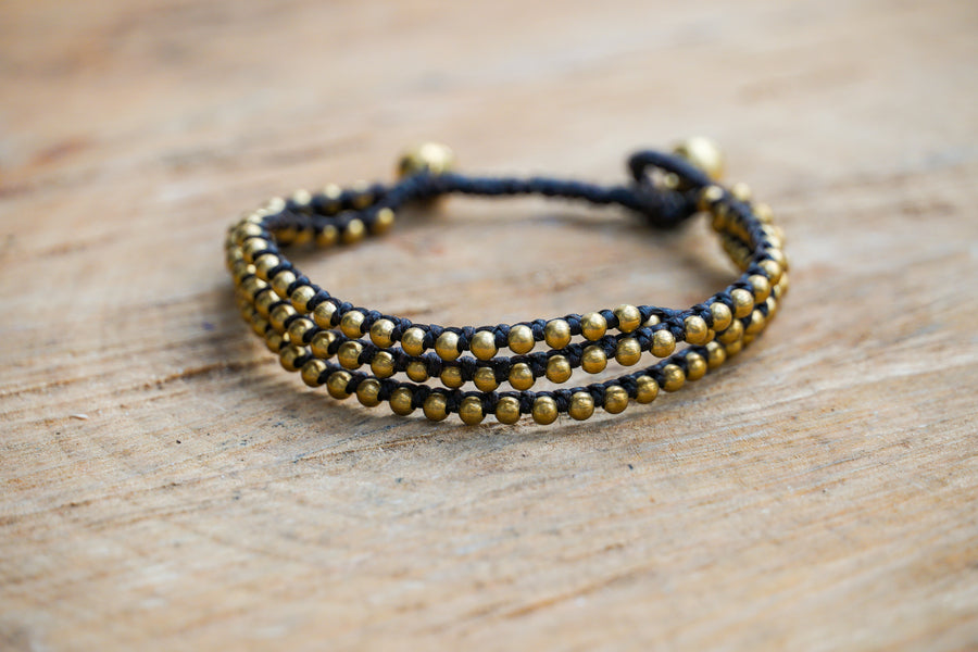 Golden Layers Bracelet | Triple Strand Boho Stack