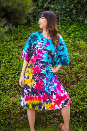 Nebula Dream Hand Dyed Boho Cotton Dress with Pockets