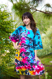 Nebula Dream Hand Dyed Boho Cotton Dress with Pockets