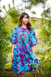 Boho Rhapsody Hand Dyed Boho Cotton Dress with Pockets