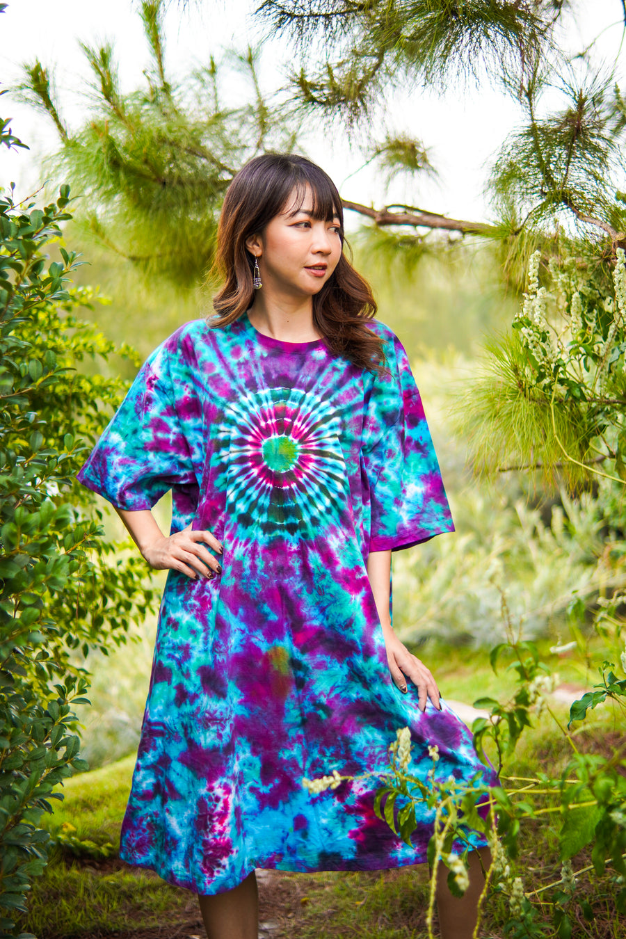 Boho Rhapsody Hand Dyed Boho Cotton Dress with Pockets