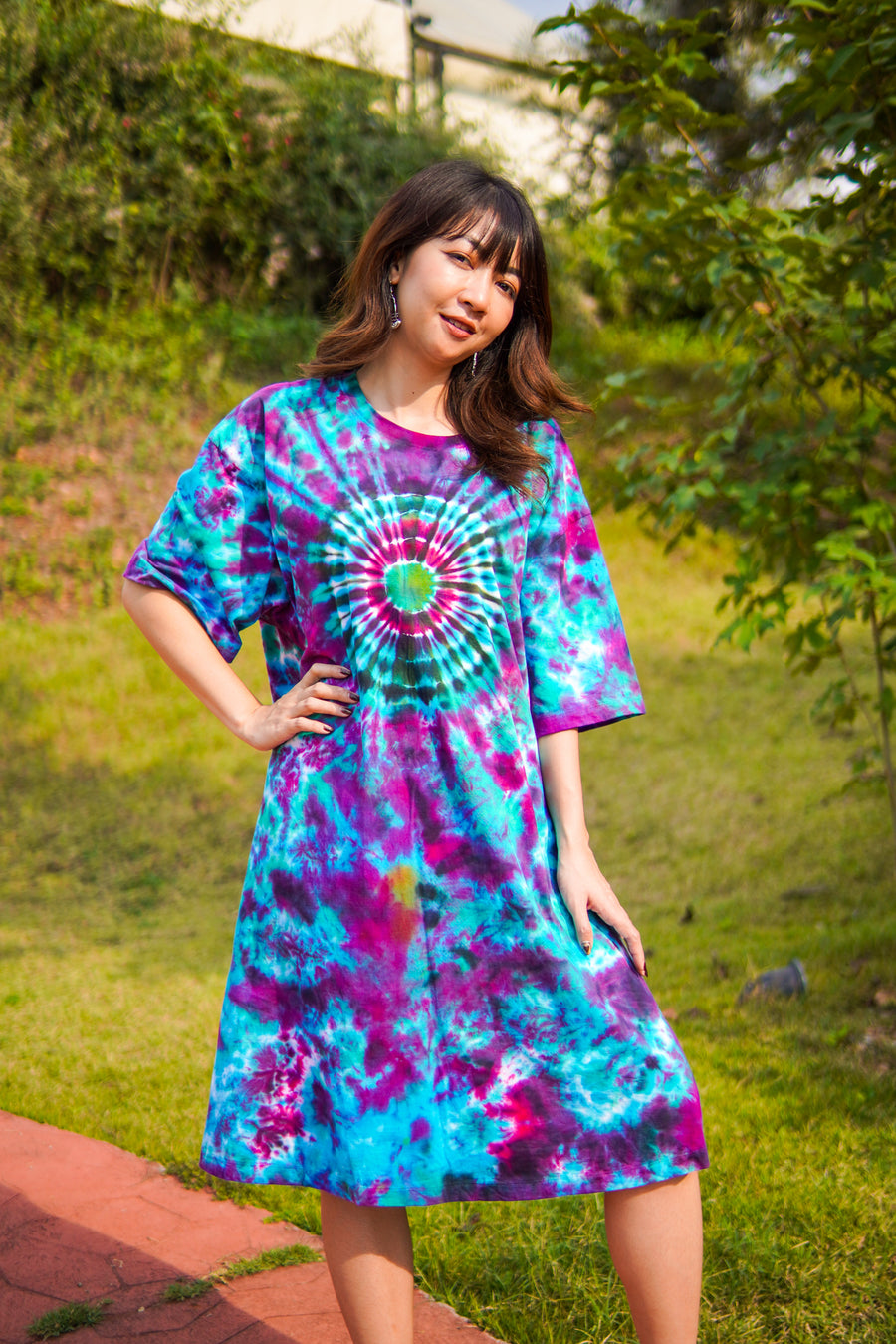 Boho Rhapsody Hand Dyed Boho Cotton Dress with Pockets