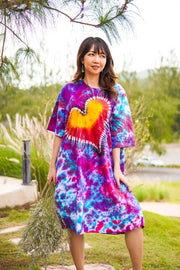 Wanderlust Heart Hand Dyed Boho Cotton Dress with Pockets