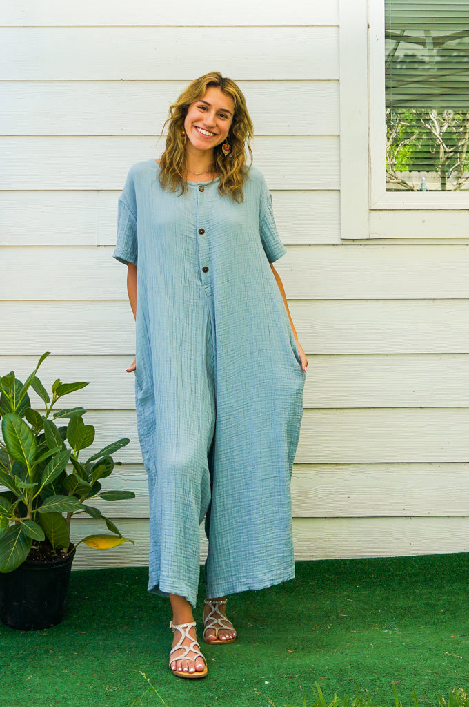 Sky Haven Organic Double Gauzed Cotton Jumpsuit with Pockets