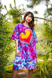 Wanderlust Heart Hand Dyed Boho Cotton Dress with Pockets