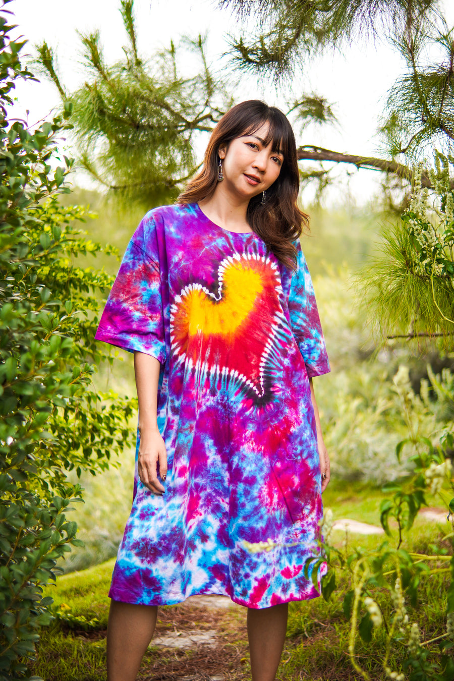 Wanderlust Heart Hand Dyed Boho Cotton Dress with Pockets