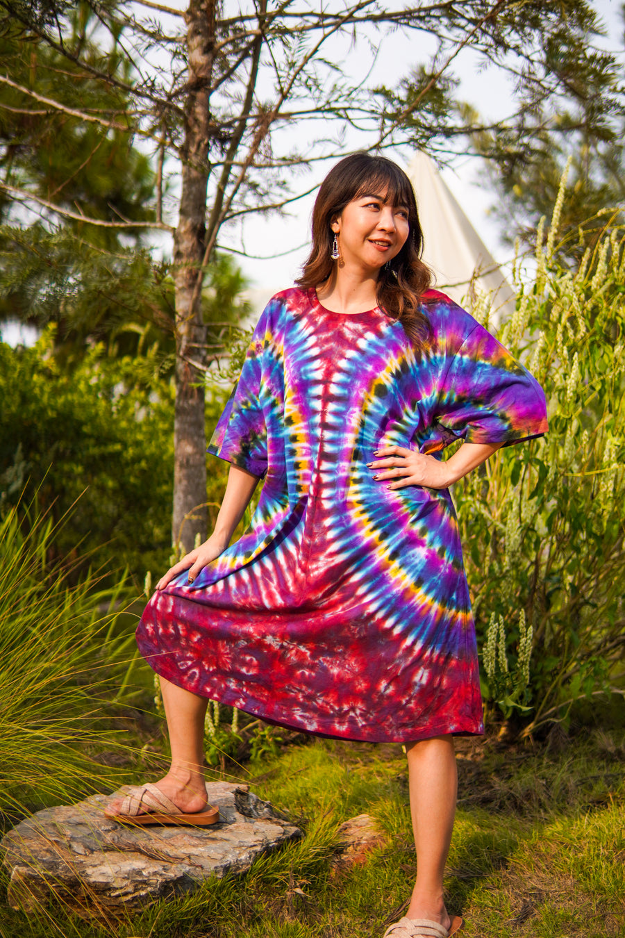 Boho Wings Hand Dyed Boho Cotton Dress with Pockets