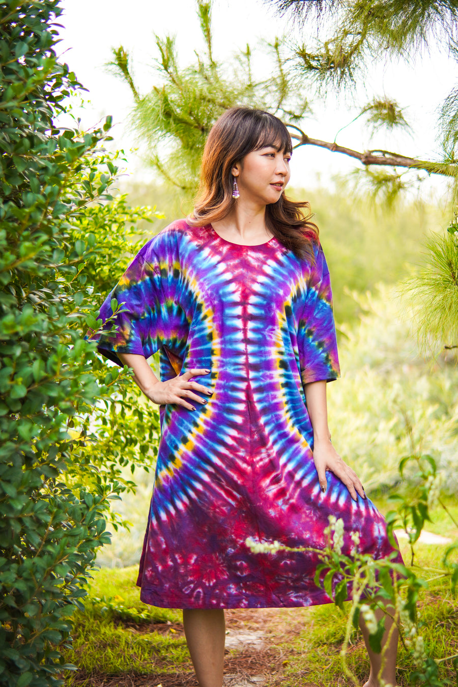 Boho Wings Hand Dyed Boho Cotton Dress with Pockets