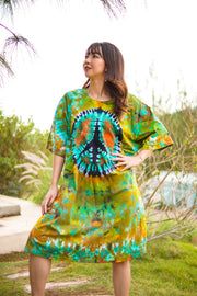 Zen Peace Hand Dyed Boho Cotton Dress with Pockets