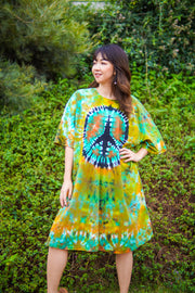 Zen Peace Hand Dyed Boho Cotton Dress with Pockets