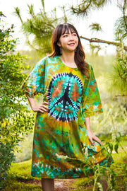 Zen Peace Hand Dyed Boho Cotton Dress with Pockets