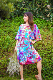 Painted Sky Hand Dyed Boho Cotton Dress with Pockets