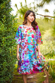Painted Sky Hand Dyed Boho Cotton Dress with Pockets