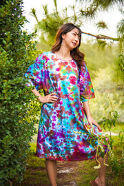 Painted Sky Hand Dyed Boho Cotton Dress with Pockets
