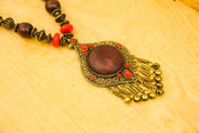Rust Stone Fringe Statement Necklace