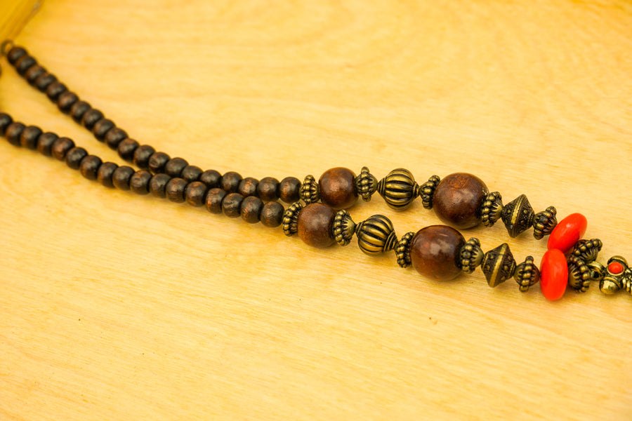 Rust Stone Fringe Statement Necklace