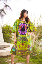 Forest Peace Hand Dyed Boho Cotton Dress with Pockets