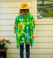 Lagoon Hibiscus Tunic Boho Kaftan Blouse