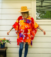 Sun Kissed Hibiscus Tunic Boho Kaftan Blouse