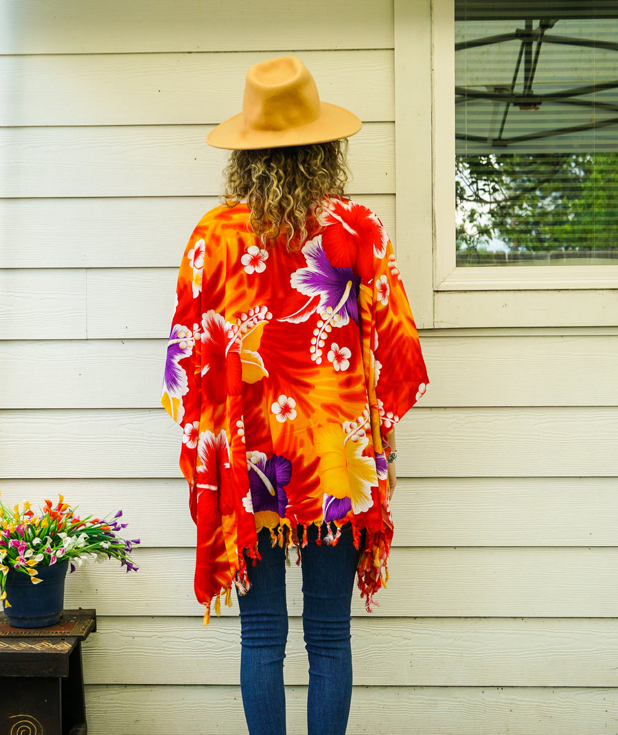 Sun Kissed Hibiscus Tunic Boho Kaftan Blouse