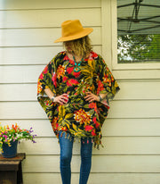 Hibiscus & Palm Tunic Boho Kaftan Blouse