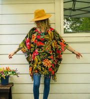 Hibiscus & Palm Tunic Boho Kaftan Blouse