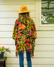 Hibiscus & Palm Tunic Boho Kaftan Blouse