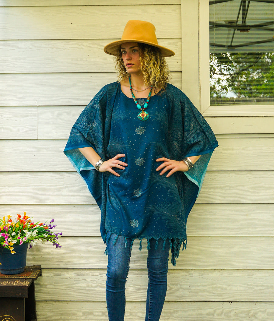 Ocean Moon Tunic Boho Kaftan Blouse