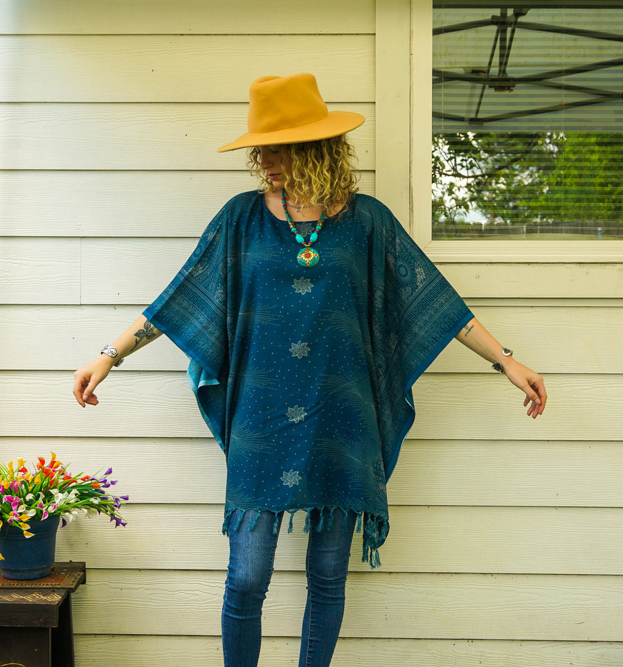 Ocean Moon Tunic Boho Kaftan Blouse