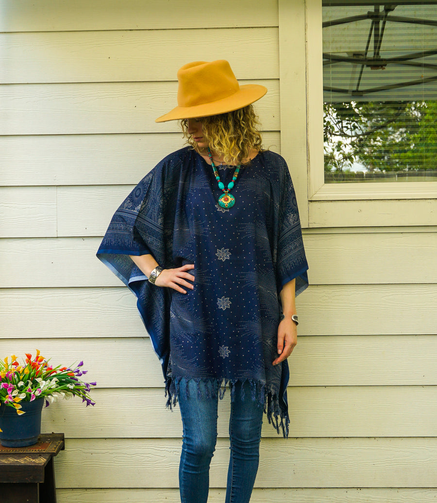 Midnight Moon Tunic Boho Kaftan Blouse