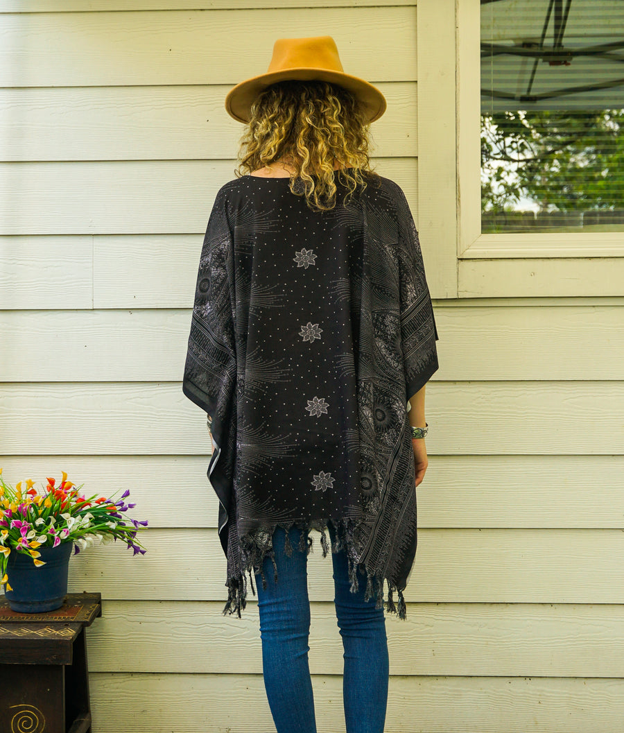 Black Moon Tunic Boho Kaftan Blouse