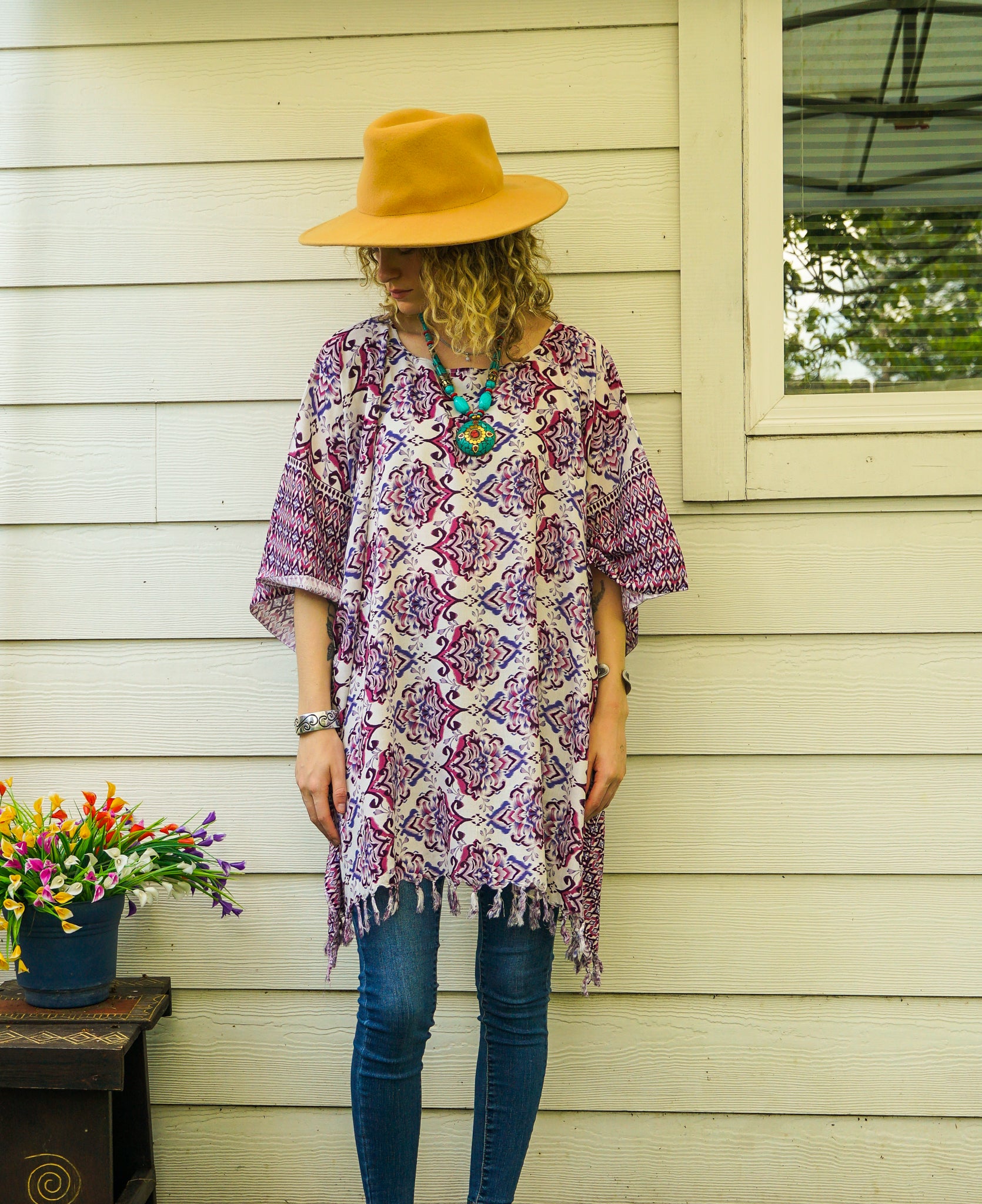 Gypsy Tile Tunic Boho Kaftan Blouse