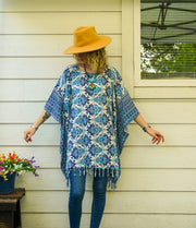 Blue Reef Tunic Boho Kaftan Blouse