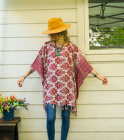 Moroccan Rose Tunic Boho Kaftan Blouse
