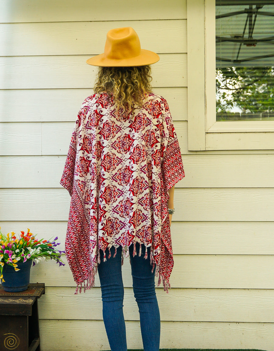Moroccan Rose Tunic Boho Kaftan Blouse