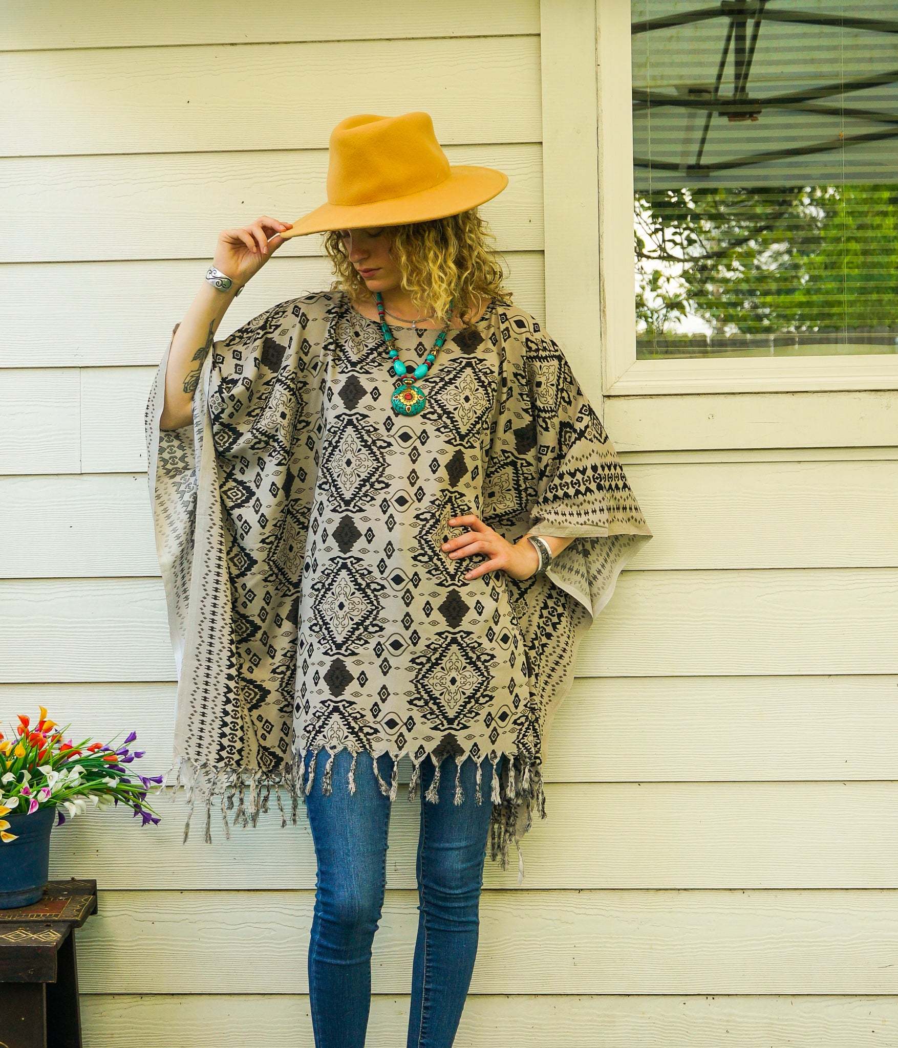 Desert Sage Tunic Boho Kaftan Blouse