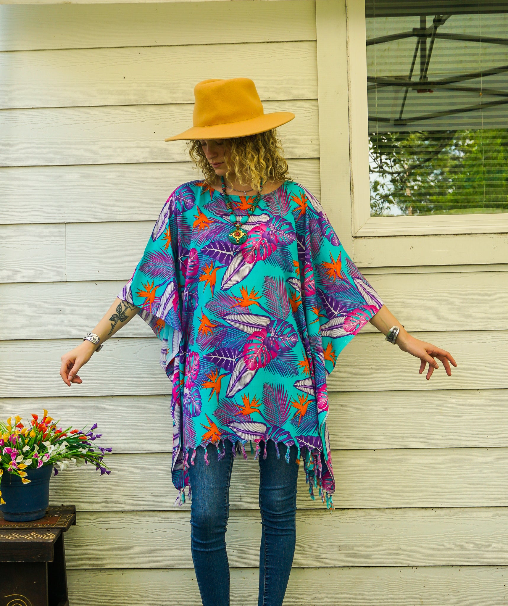 Bird of Paradise Tunic Boho Kaftan Blouse