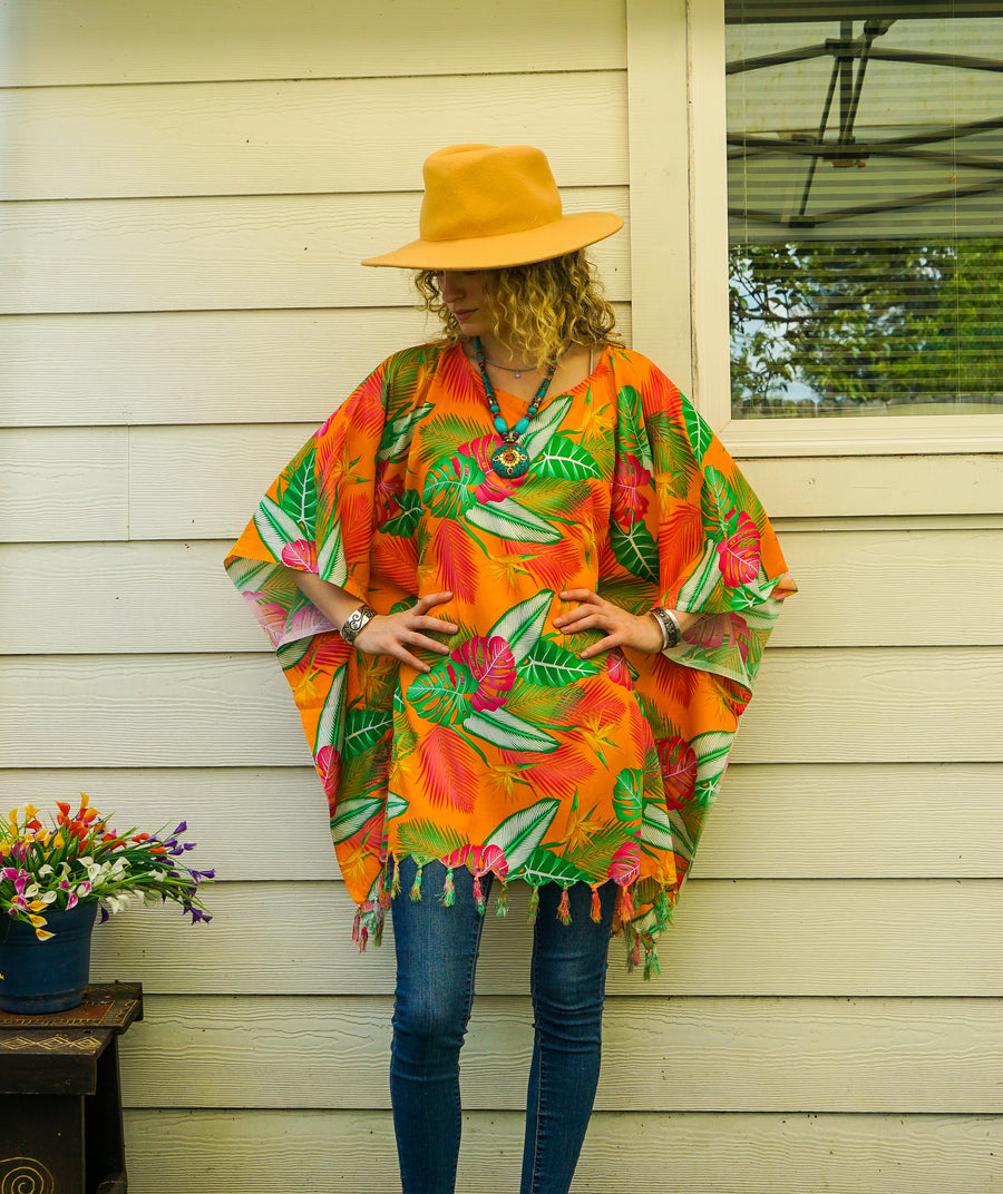 Island Bird of Paradise Tunic Boho Kaftan Blouse