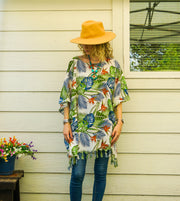 Monstera Dreams Tunic Boho Kaftan Blouse
