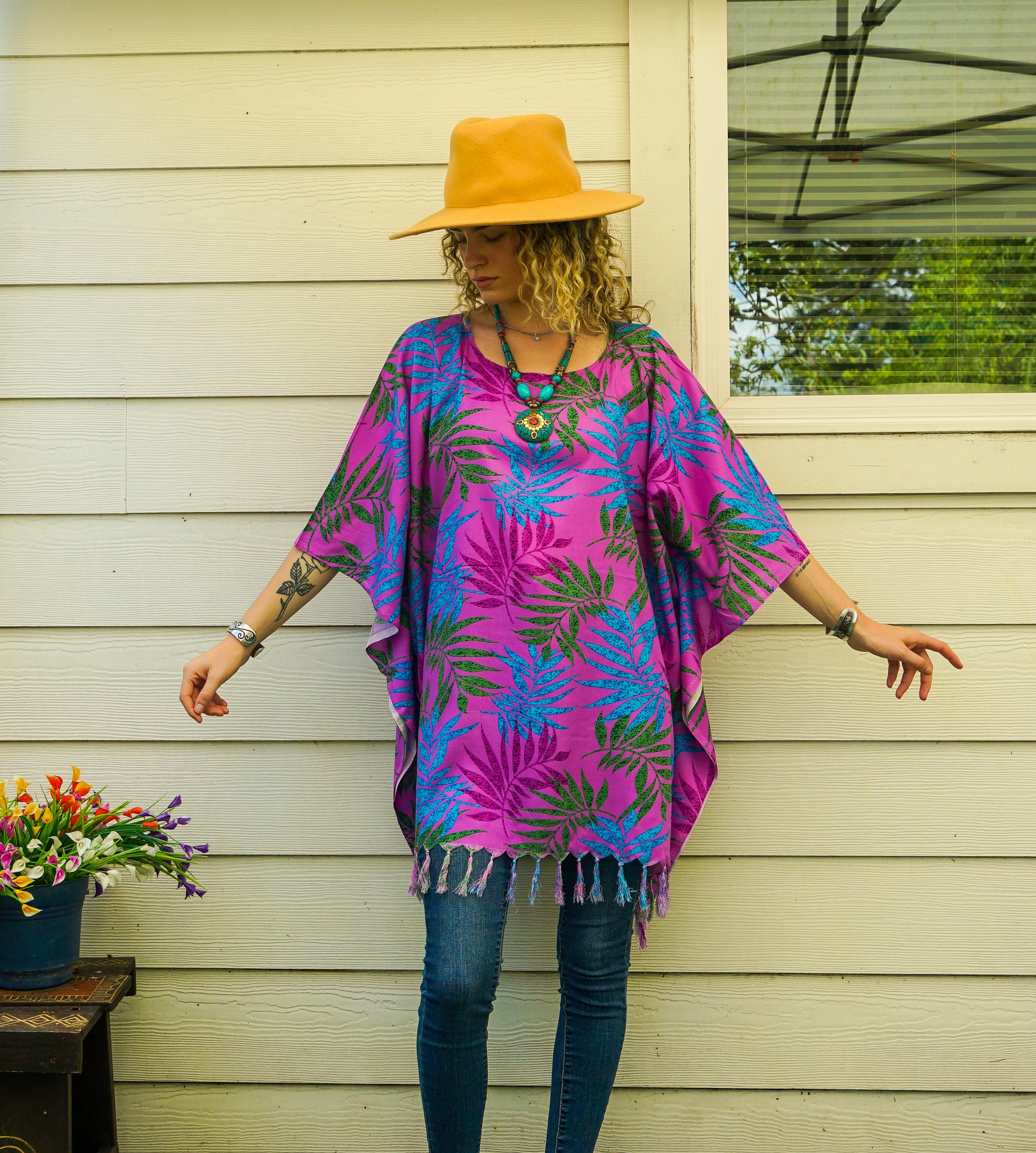 Magenta Palm Kaftan