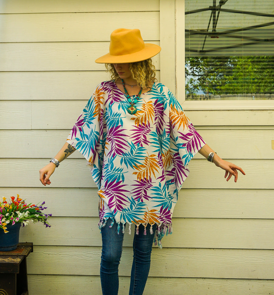 Orchid & Gold Tunic Boho Kaftan Blouse