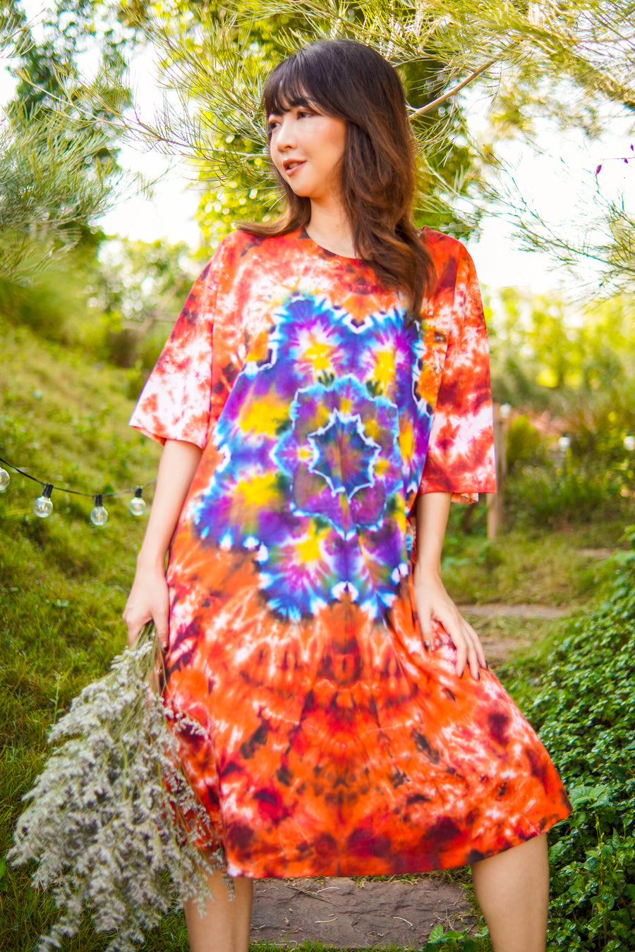 Harvest Sun Hand Dyed Boho Cotton Dress with Pockets