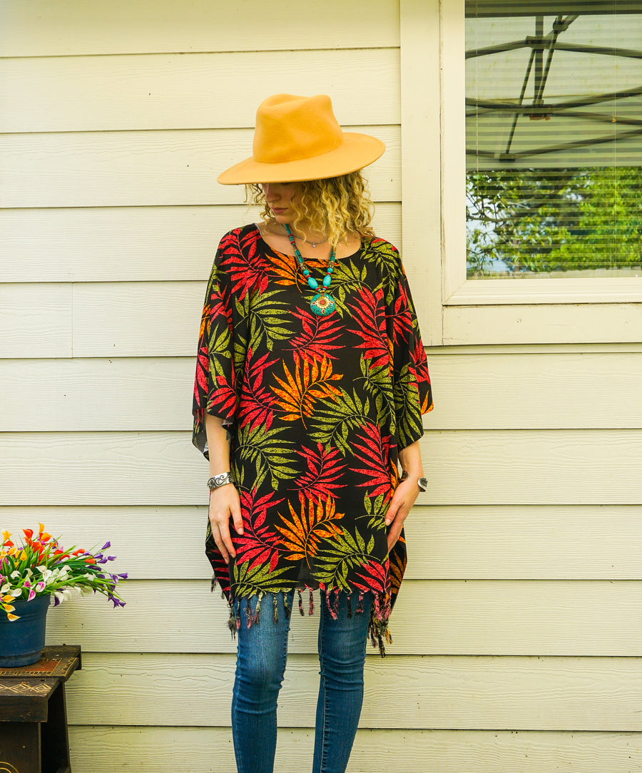 Ember Palm Tunic Boho Kaftan Blouse