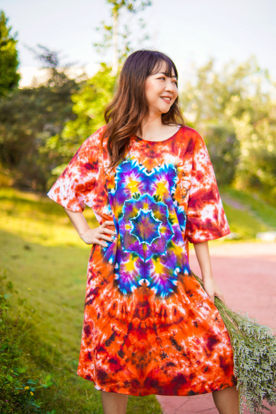Harvest Sun Hand Dyed Boho Cotton Dress with Pockets