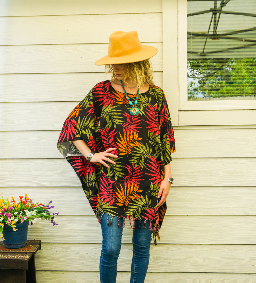 Ember Palm Tunic Boho Kaftan Blouse
