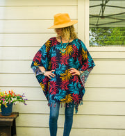 Coral Palm Tunic Boho Kaftan Blouse