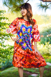 Harvest Sun Hand Dyed Boho Cotton Dress with Pockets
