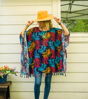 Coral Palm Tunic Boho Kaftan Blouse
